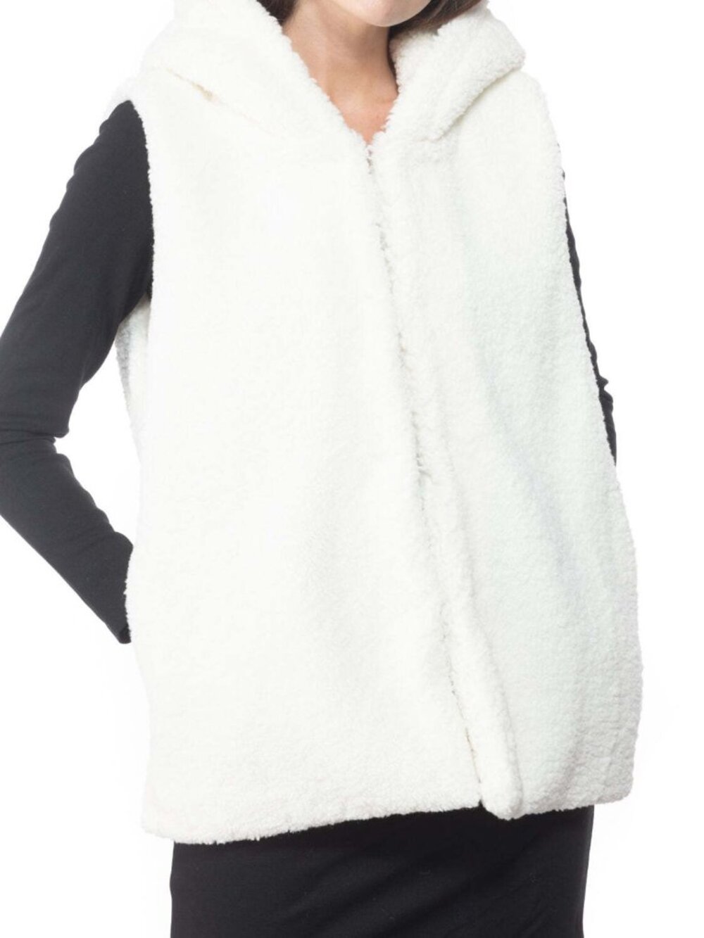 INC International Concepts Womens Faux Fur Hooded Vest